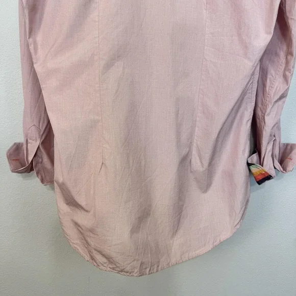 Paul Smith Shirt Mens 16 Pink Long‎ Sleeve Made in Italy Artist Stripe Cuffs